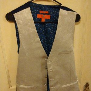 Silver/Navy Slim Fit Dress Vest